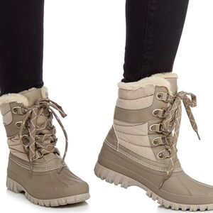 Womens Casey Waterproof Winter Casual Boots Ankle Low Heel 1-2" - Brown
